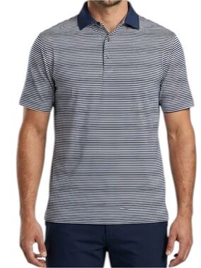 FootJoy Green White Stripe Pullover Collared Athletic Golf Shirt Men Size Large